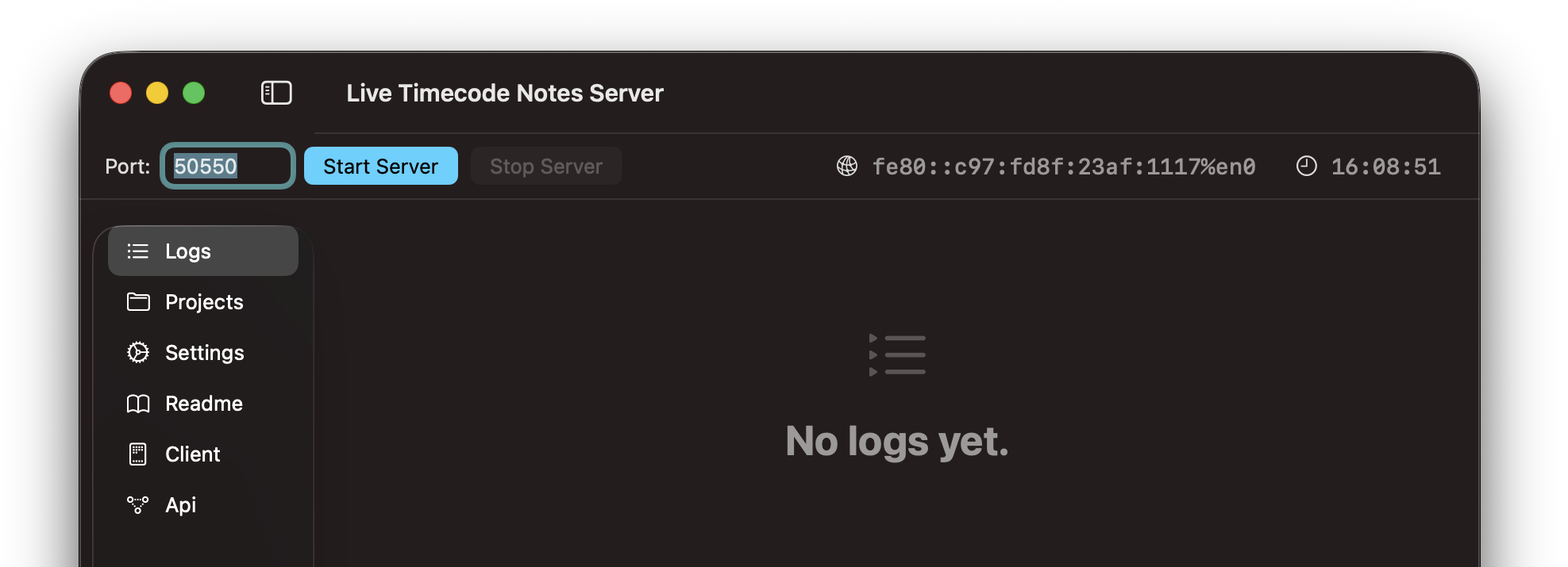Live timecode notes Server Preview